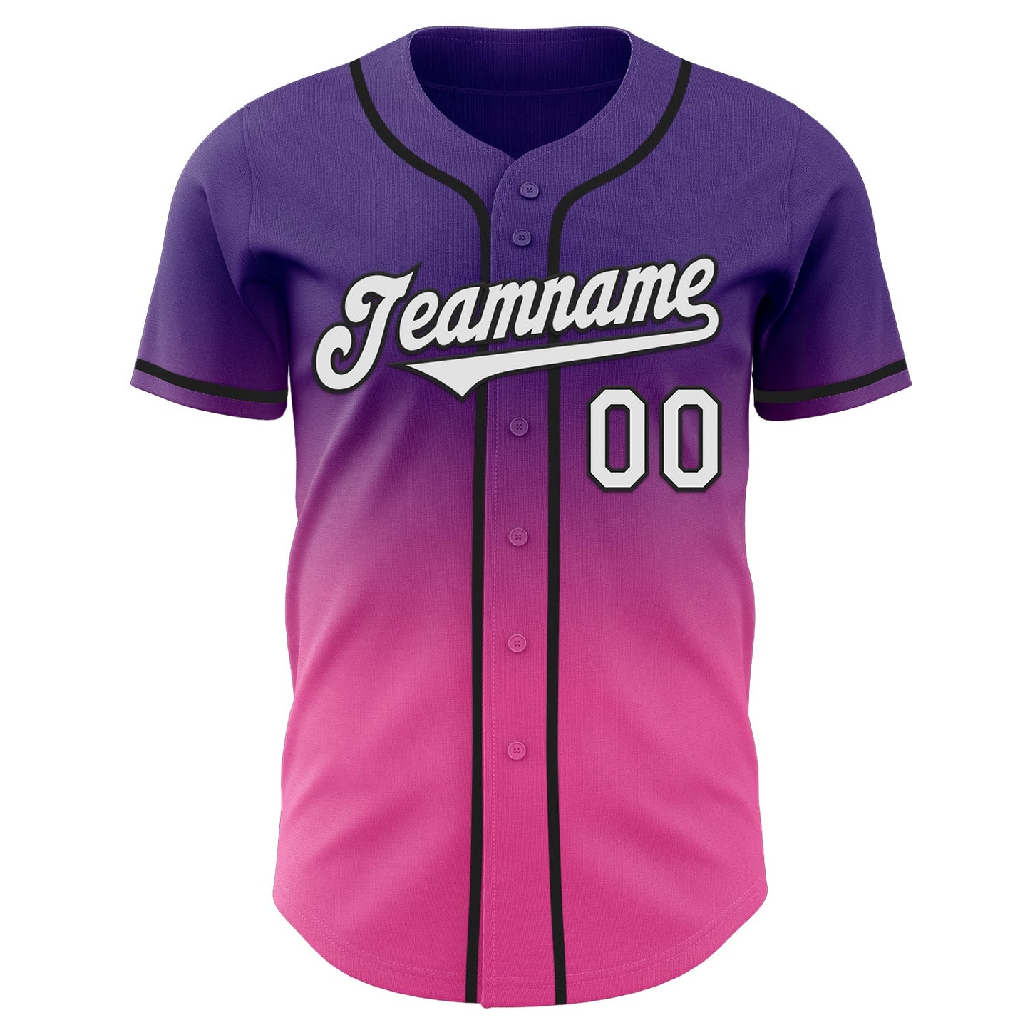 Custom Purple White Pink-Black Authentic Fade Fashion Baseball Jersey view 2