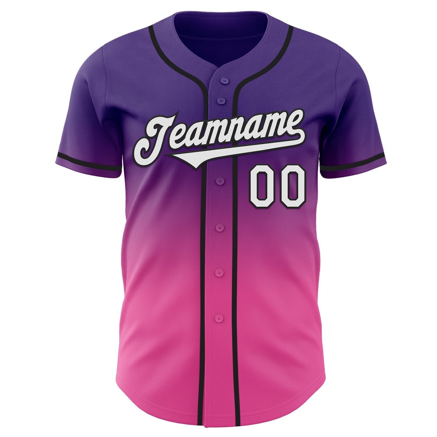 Custom Purple White Pink-Black Authentic Fade Fashion Baseball Jersey view 2
