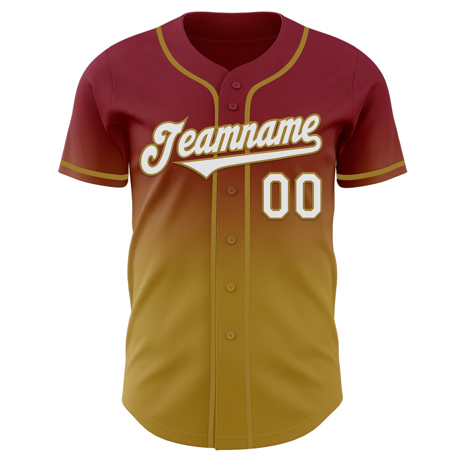 Custom Crimson White-Old Gold Authentic Fade Fashion Baseball Jersey view 2