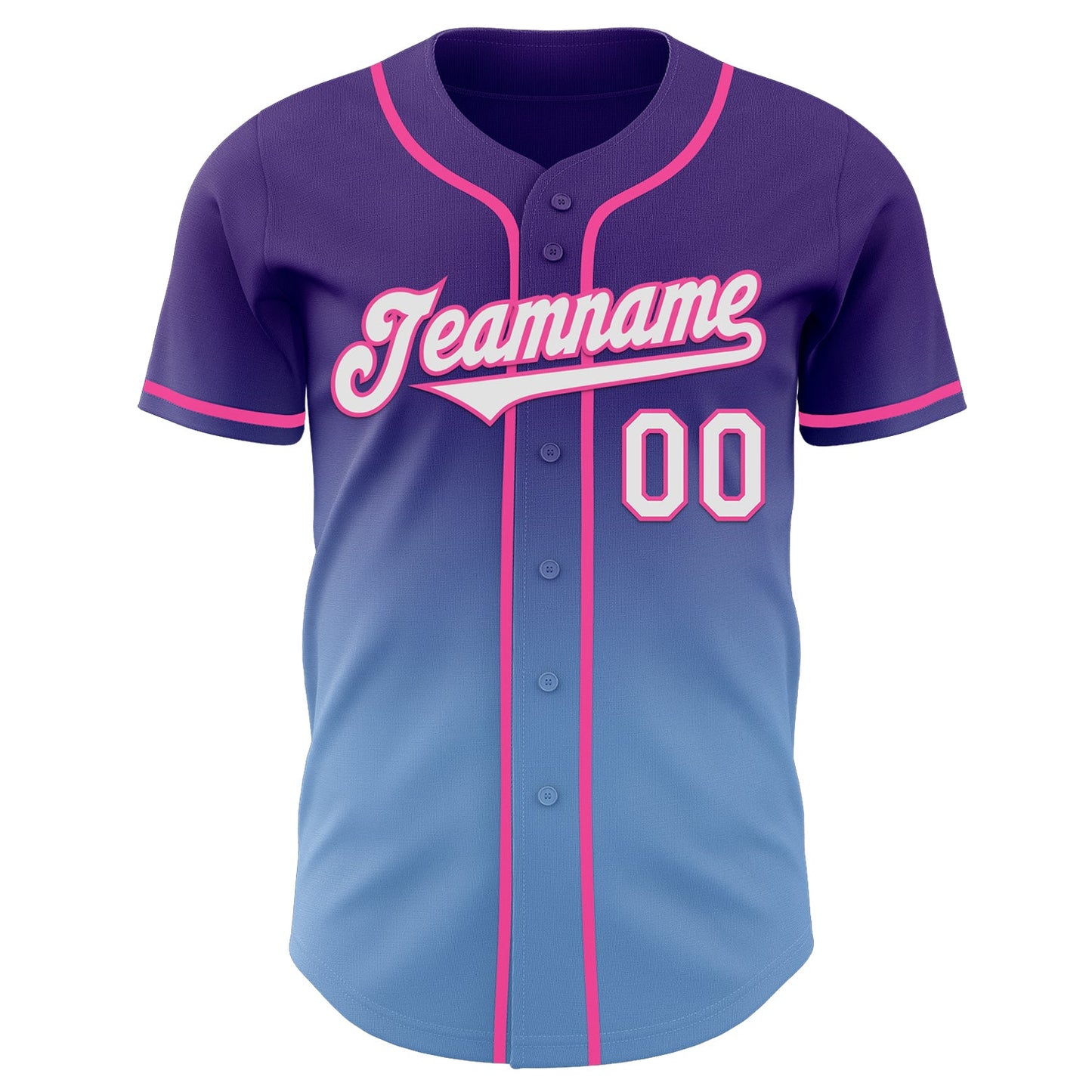 Custom Purple White Light Blue-Pink Authentic Fade Fashion Baseball Jersey view 2