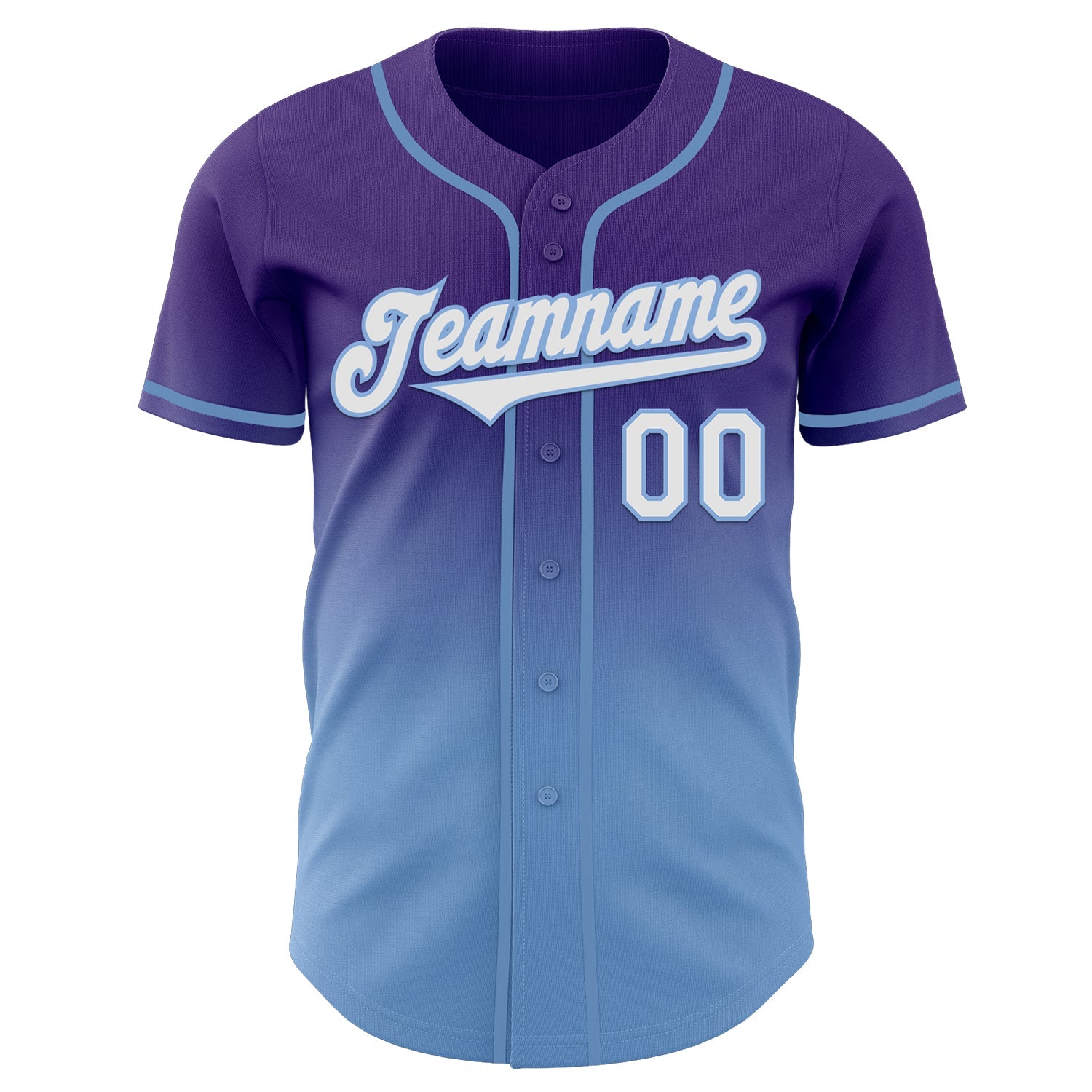 Custom Purple White-Light Blue Authentic Fade Fashion Baseball Jersey view 2
