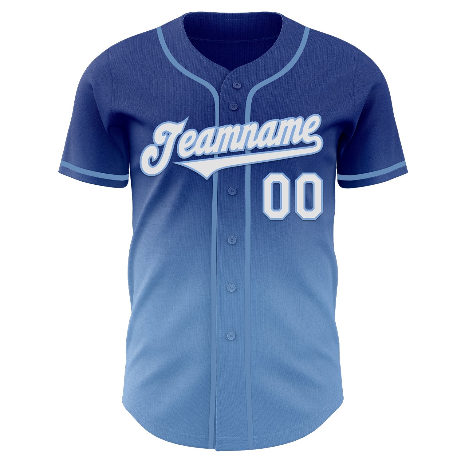 Custom Royal White-Light Blue Authentic Fade Fashion Baseball Jersey view 2