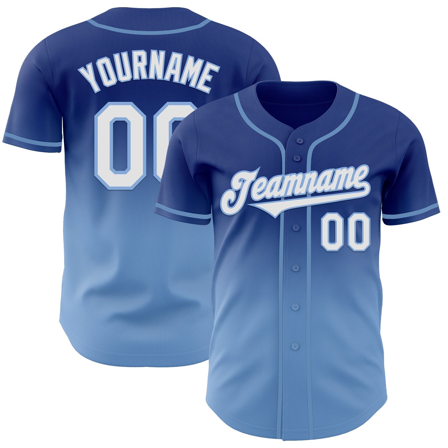 Custom Royal White-Light Blue Authentic Fade Fashion Baseball Jersey - Main View
