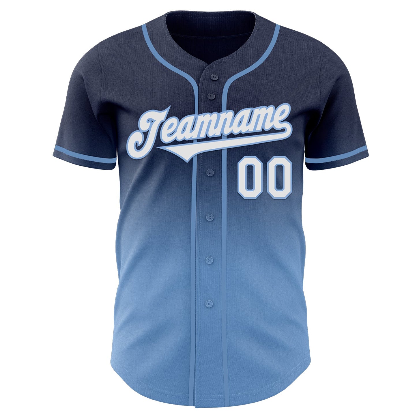 Custom Navy White-Light Blue Authentic Fade Fashion Baseball Jersey view 2