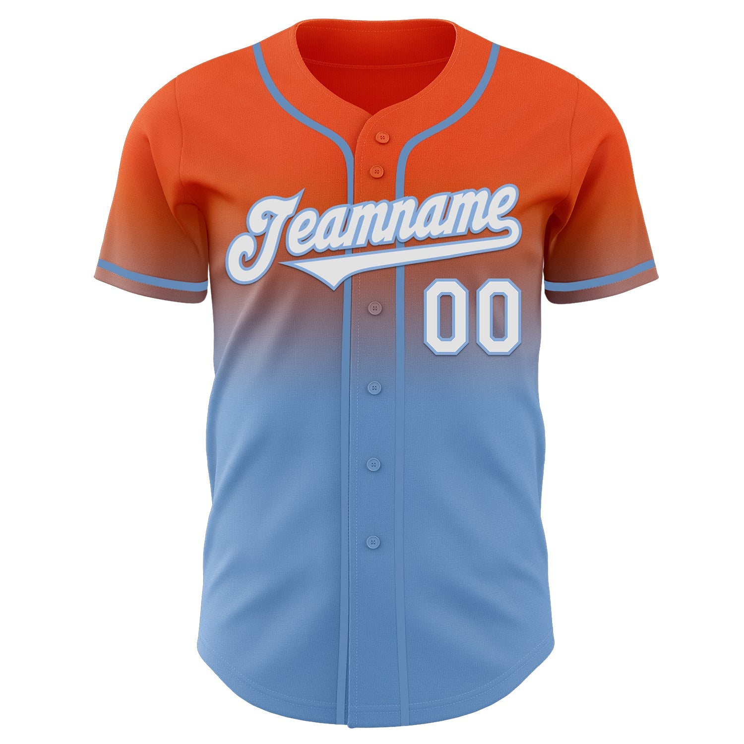 Custom Orange White-Light Blue Authentic Fade Fashion Baseball Jersey view 2