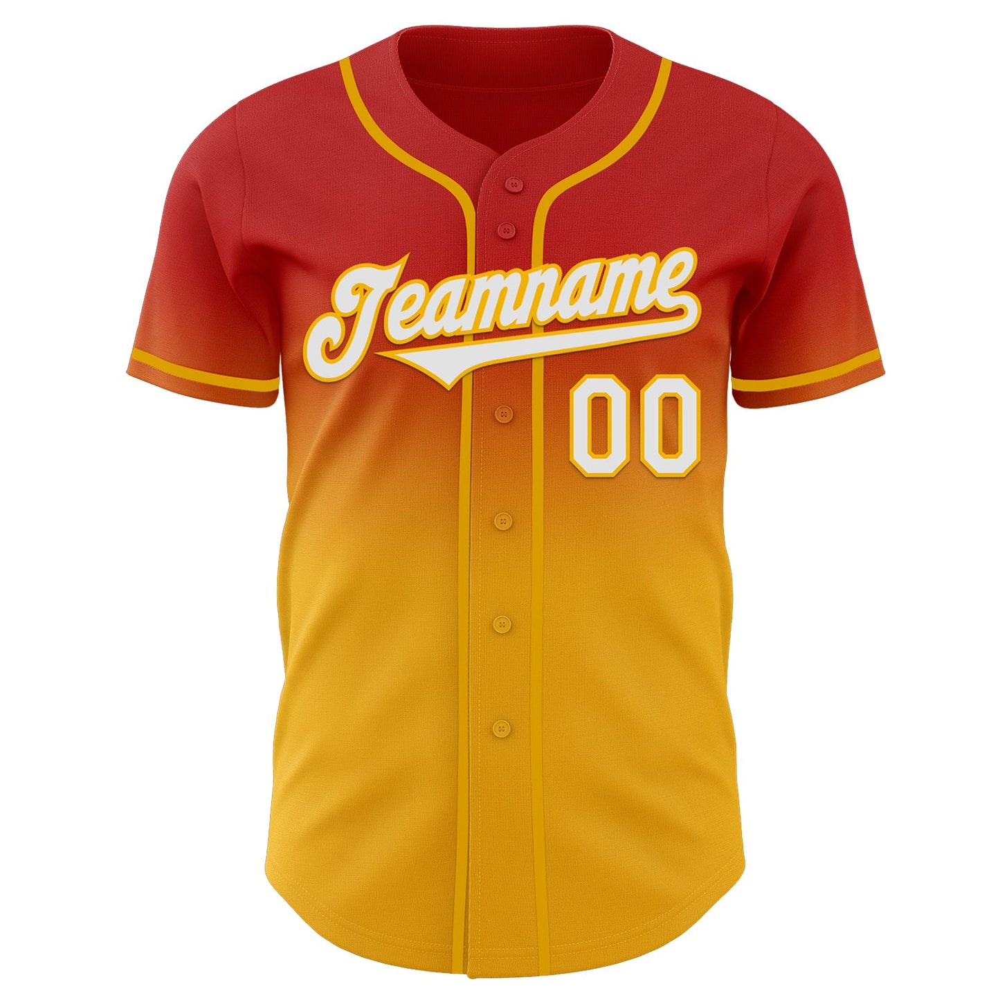 Custom Red White-Gold Authentic Fade Fashion Baseball Jersey view 2