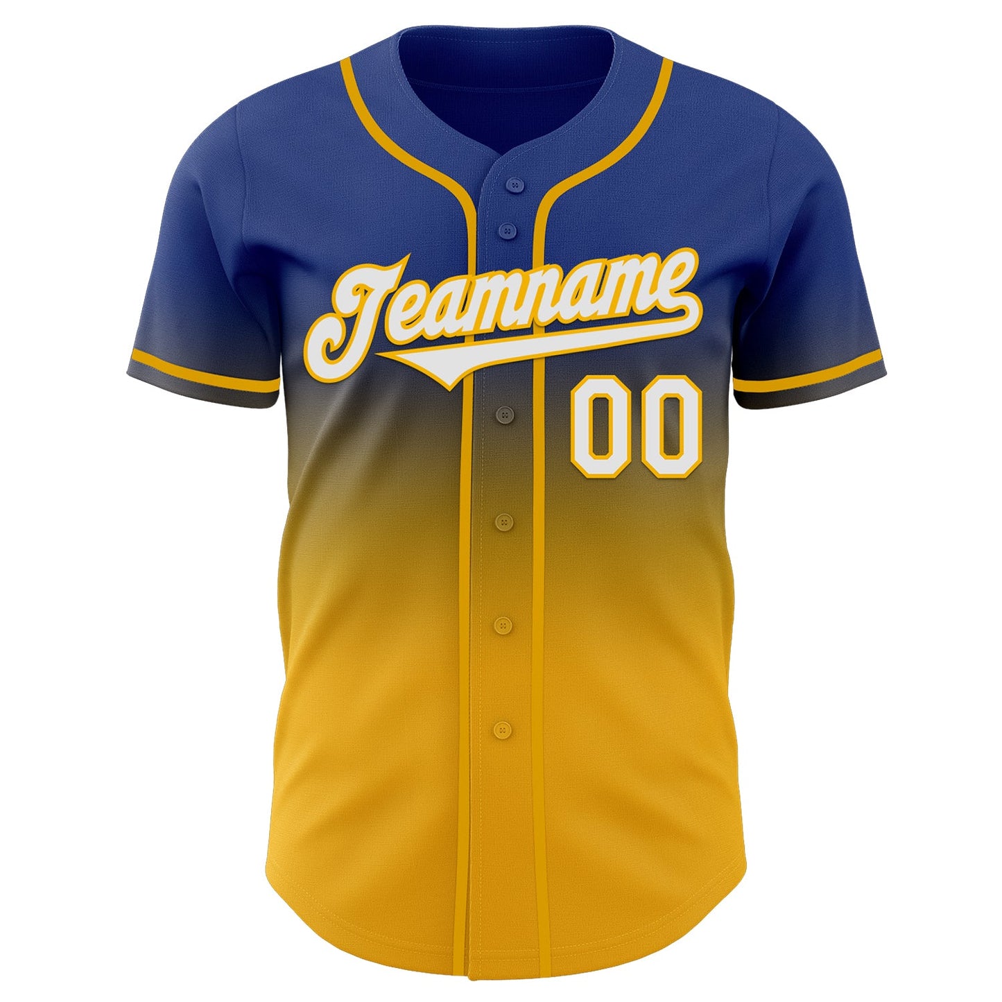 Custom Royal White-Gold Authentic Fade Fashion Baseball Jersey view 2