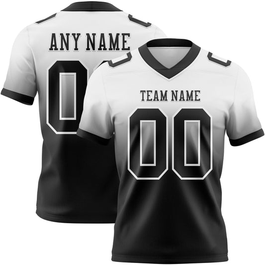 Custom White Black Authentic Fade Fashion Football Jersey - Main View