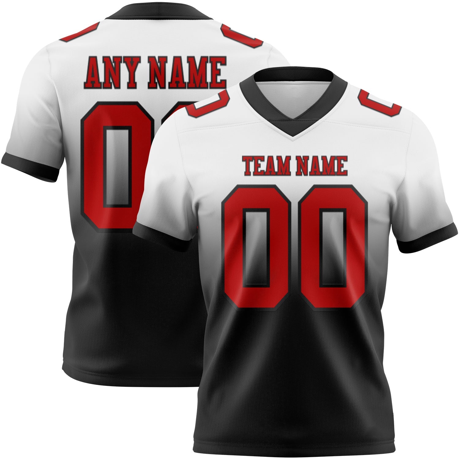 Custom White Red-Black Authentic Fade Fashion Football Jersey - Main View
