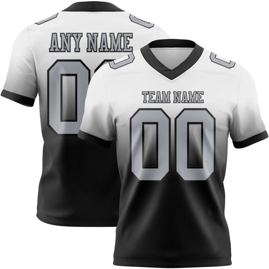Custom White Gray-Black Authentic Fade Fashion Football Jersey - Main View