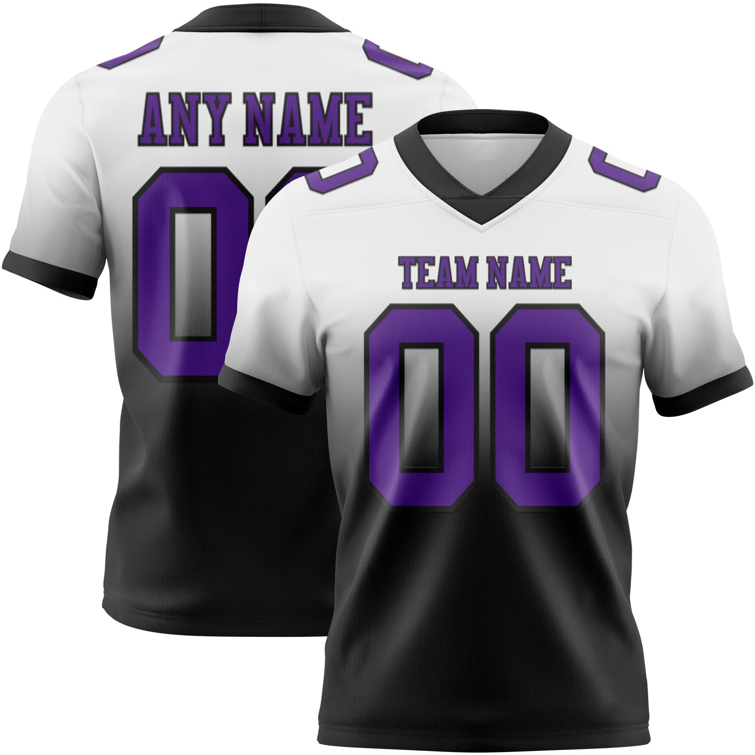 Custom White Purple-Black Authentic Fade Fashion Football Jersey - Main View