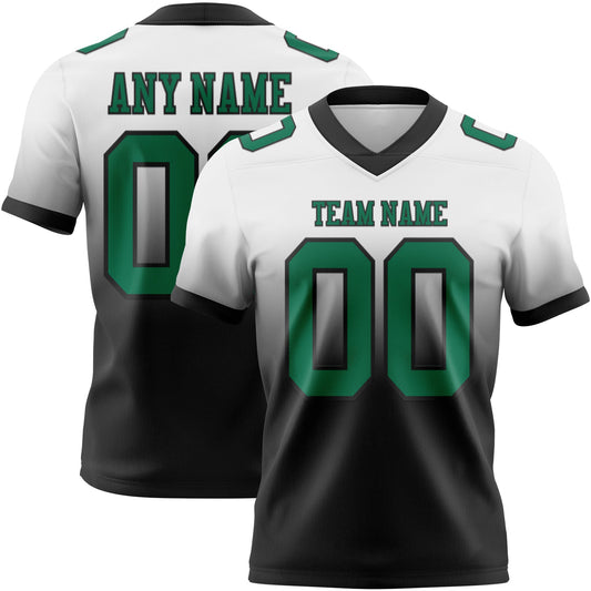 Custom White Kelly Green-Black Authentic Fade Fashion Football Jersey - Main View