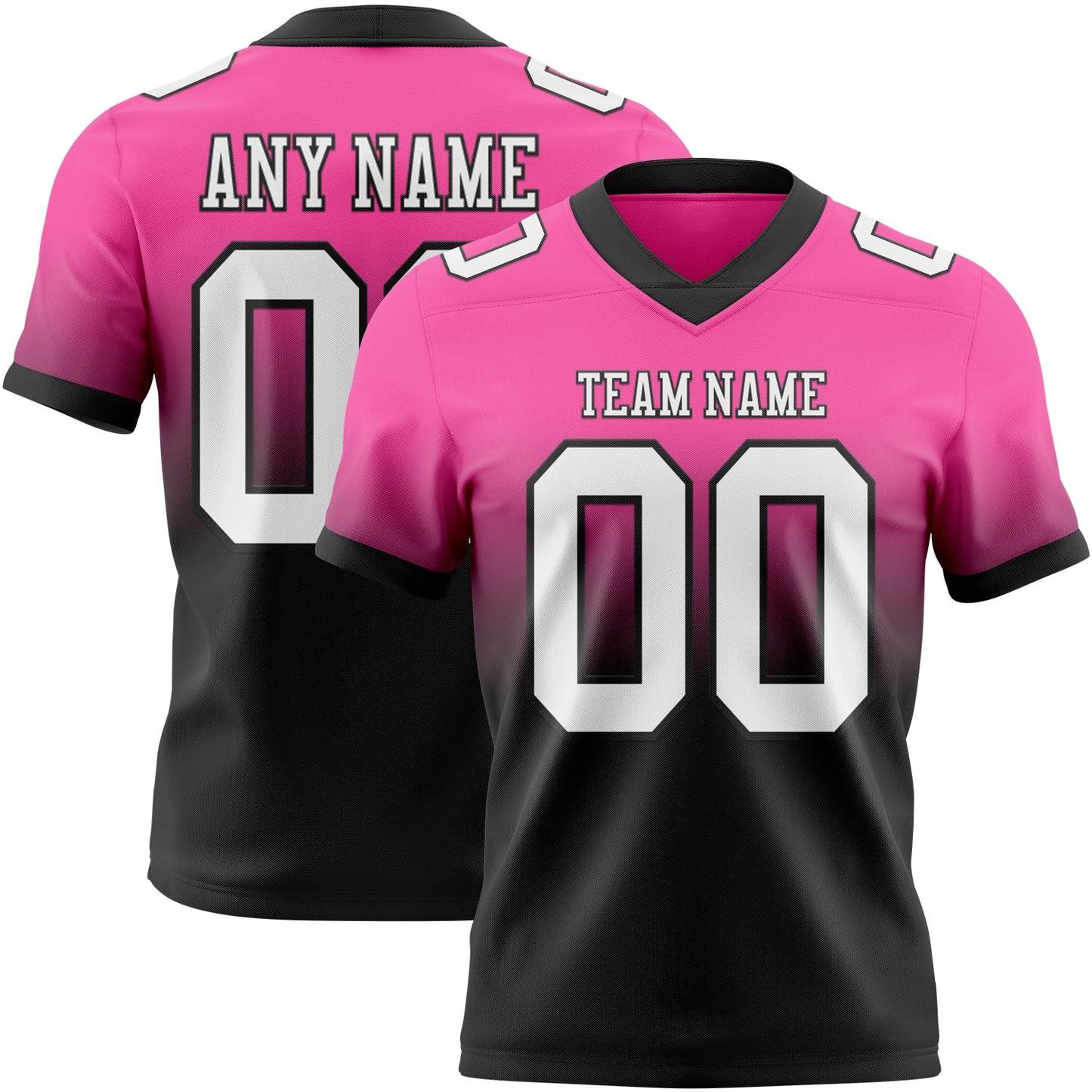 Custom Pink White-Black Authentic Fade Fashion Football Jersey - Main View