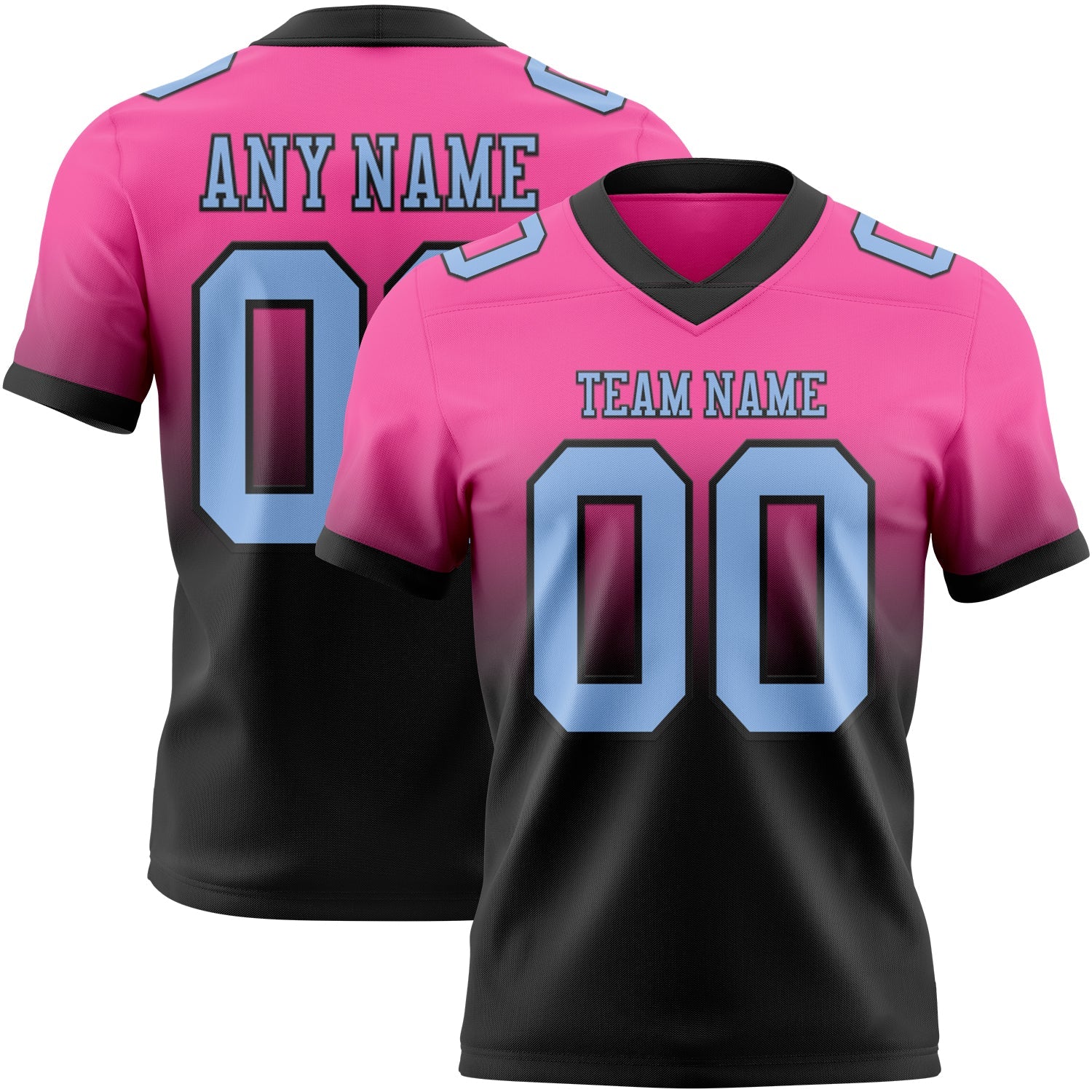 Custom Pink Light Blue-Black Authentic Fade Fashion Football Jersey - Main View