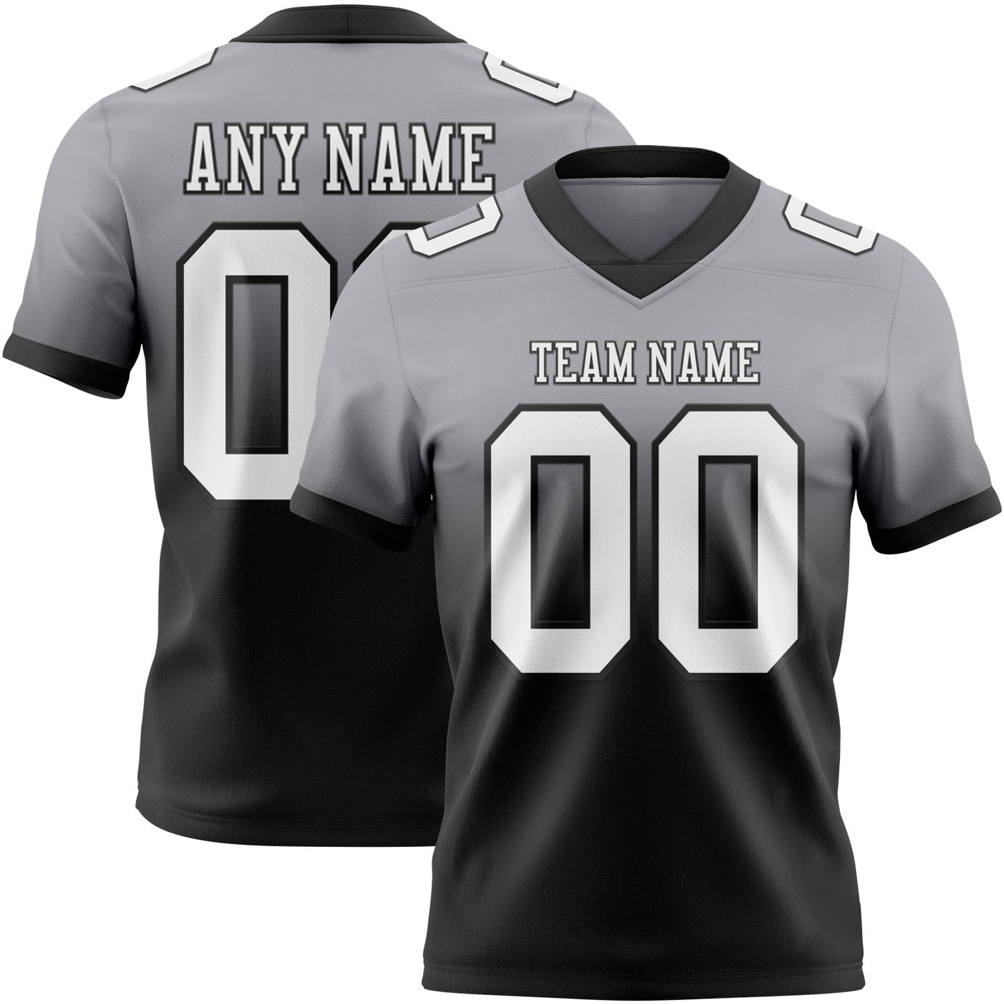 Custom Gray White-Black Authentic Fade Fashion Football Jersey - Main View