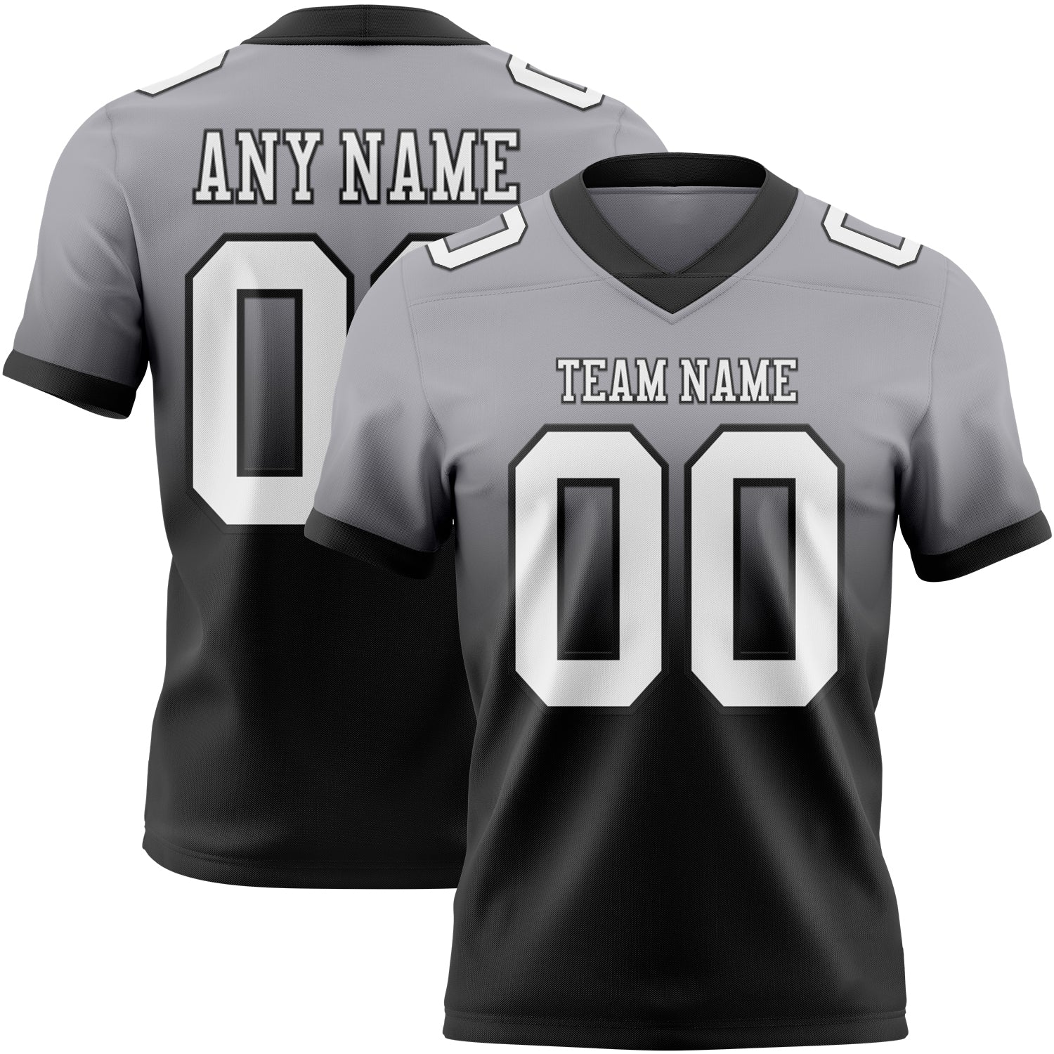 Custom Gray White-Black Authentic Fade Fashion Football Jersey - Main View
