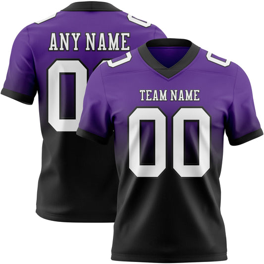 Custom Purple White-Black Authentic Fade Fashion Football Jersey - Main View