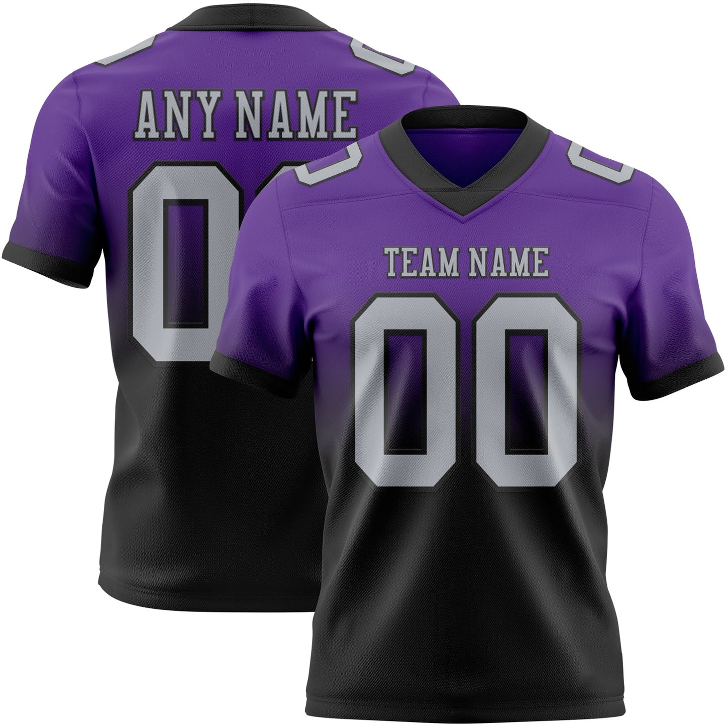 Custom Purple Gray-Black Authentic Fade Fashion Football Jersey - Main View