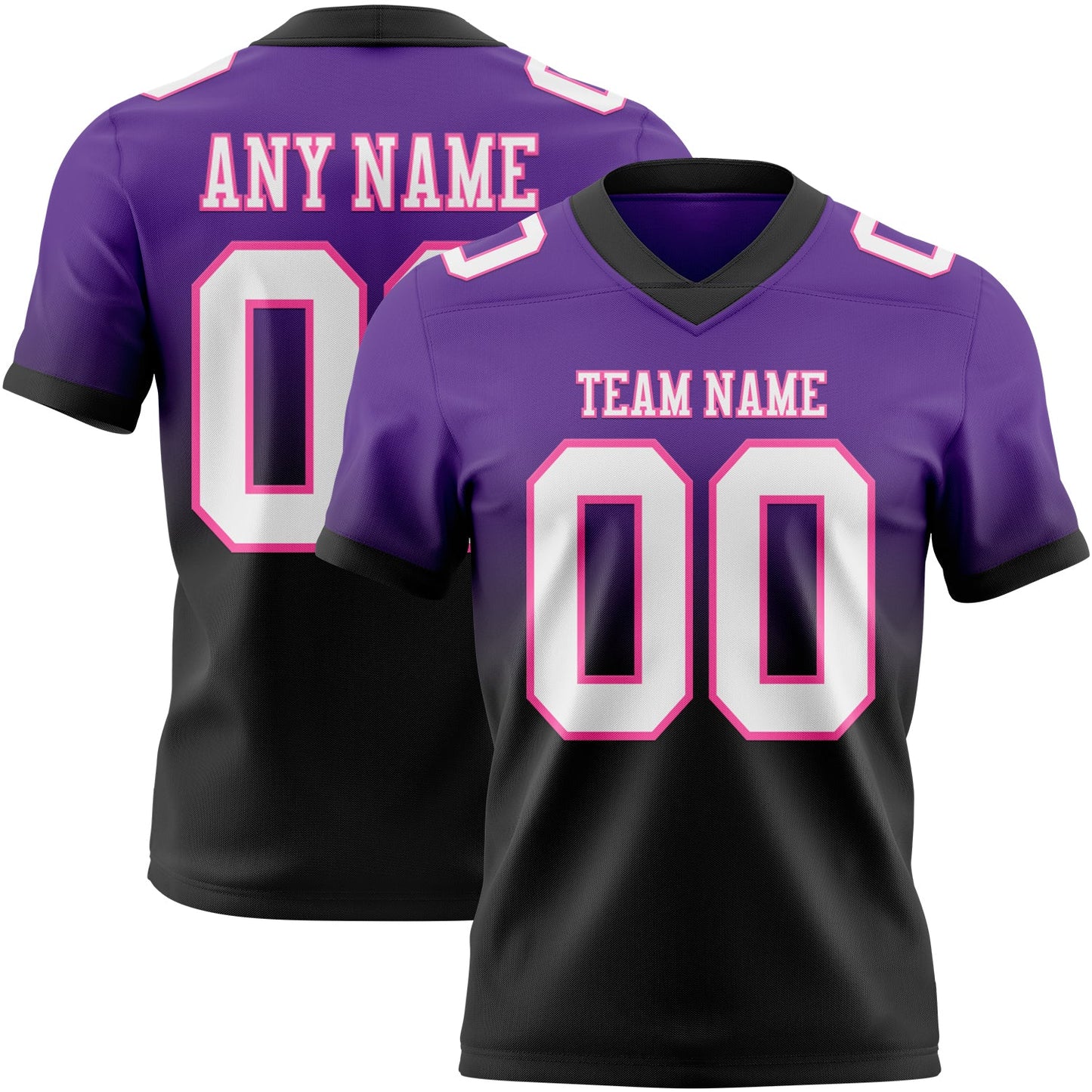 Custom Purple White Black-Pink Authentic Fade Fashion Football Jersey - Main View