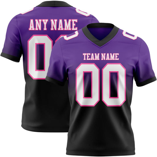 Custom Purple White Black-Pink Authentic Fade Fashion Football Jersey - Main View