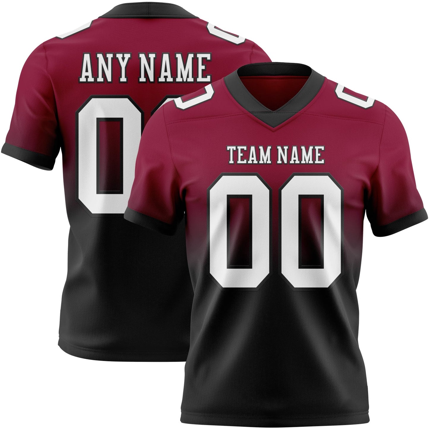 Custom Maroon White-Black Authentic Fade Fashion Football Jersey - Main View