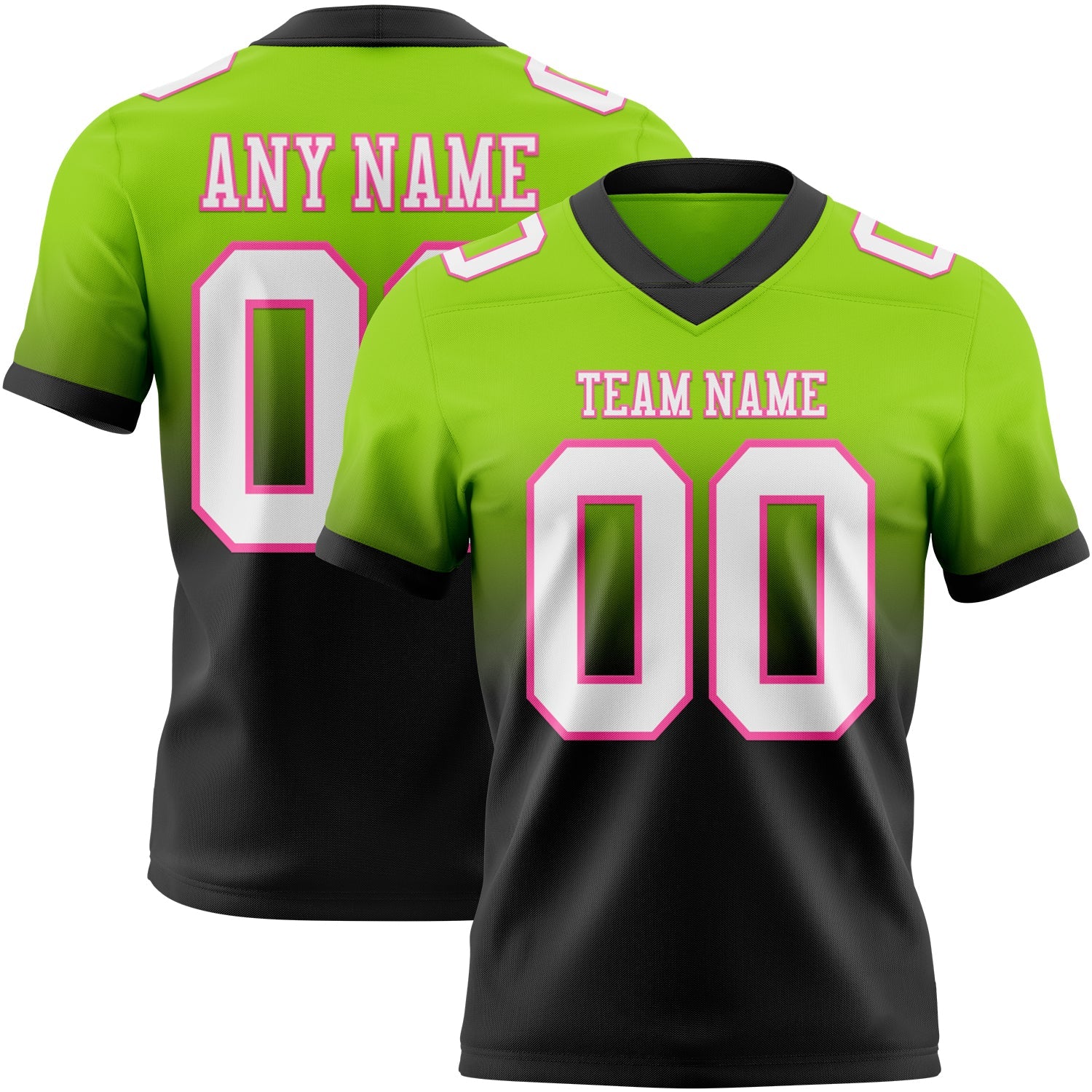 Custom Neon Green White Black-Pink Authentic Fade Fashion Football Jersey - Main View