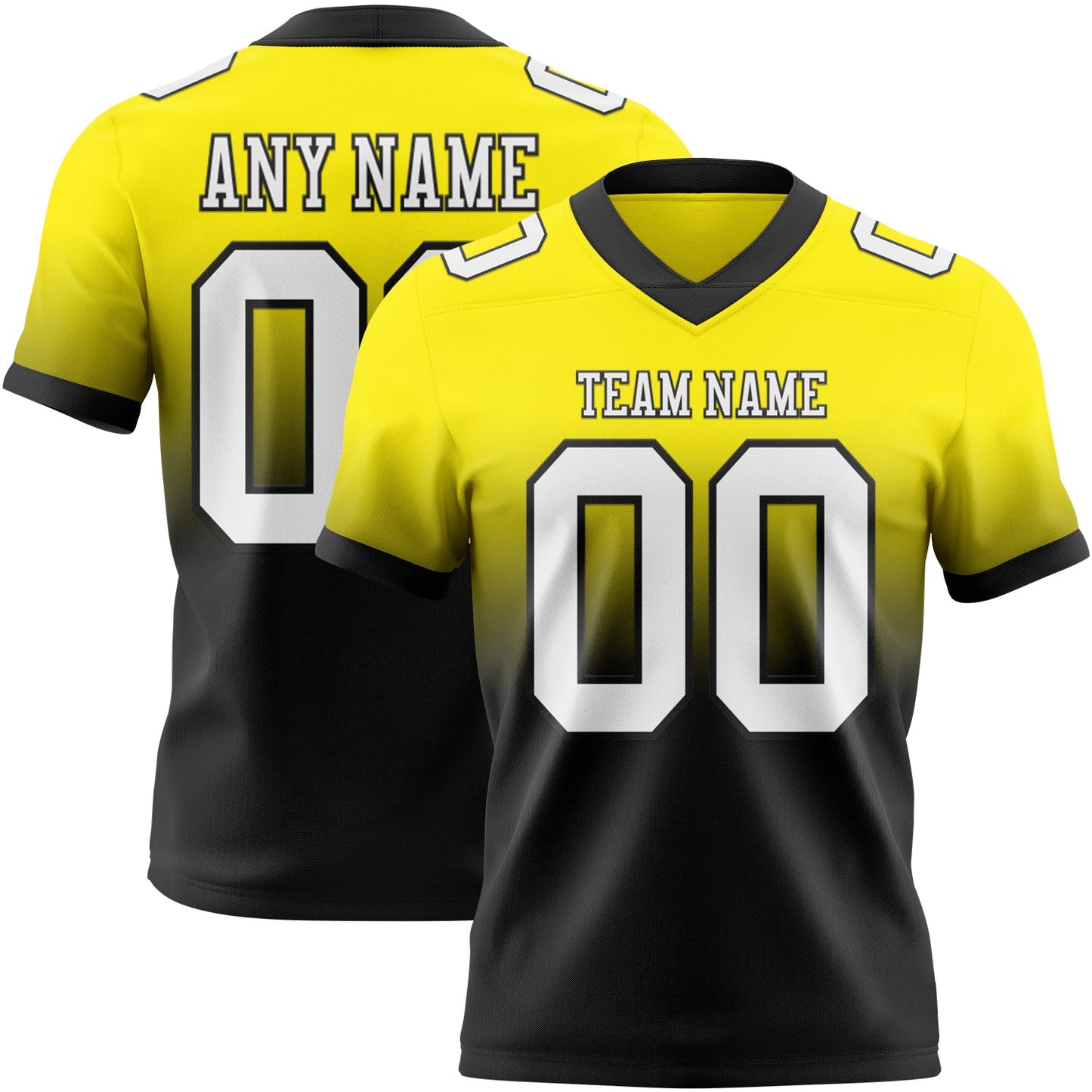 Custom Light Yellow White-Black Authentic Fade Fashion Football Jersey - Main View