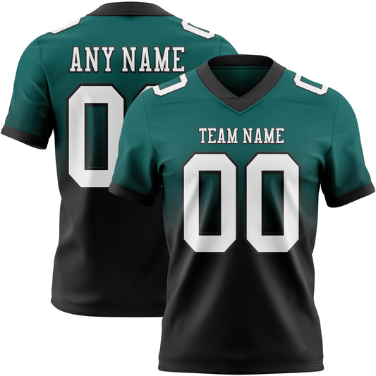 Custom Midnight Green White-Black Authentic Fade Fashion Football Jersey - Main View
