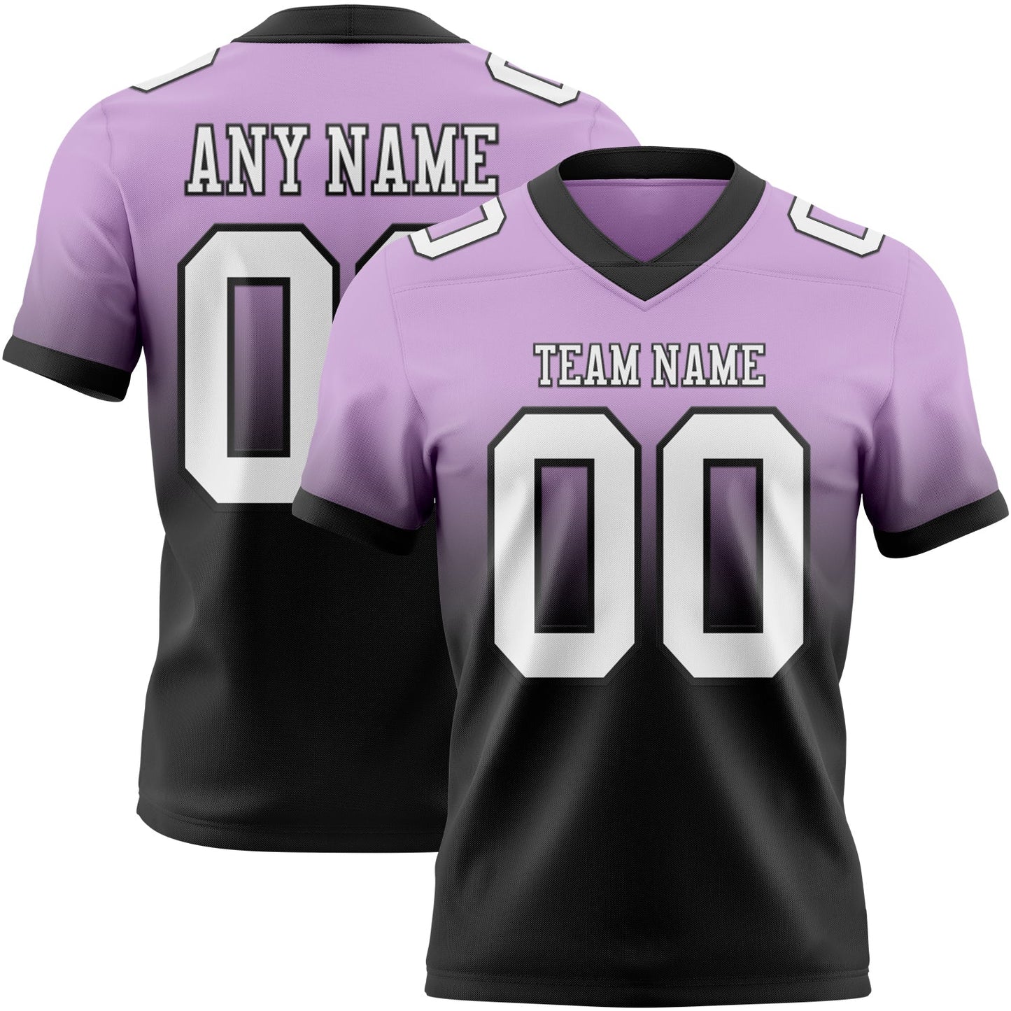 Custom Light Purple White-Black Authentic Fade Fashion Football Jersey - Main View