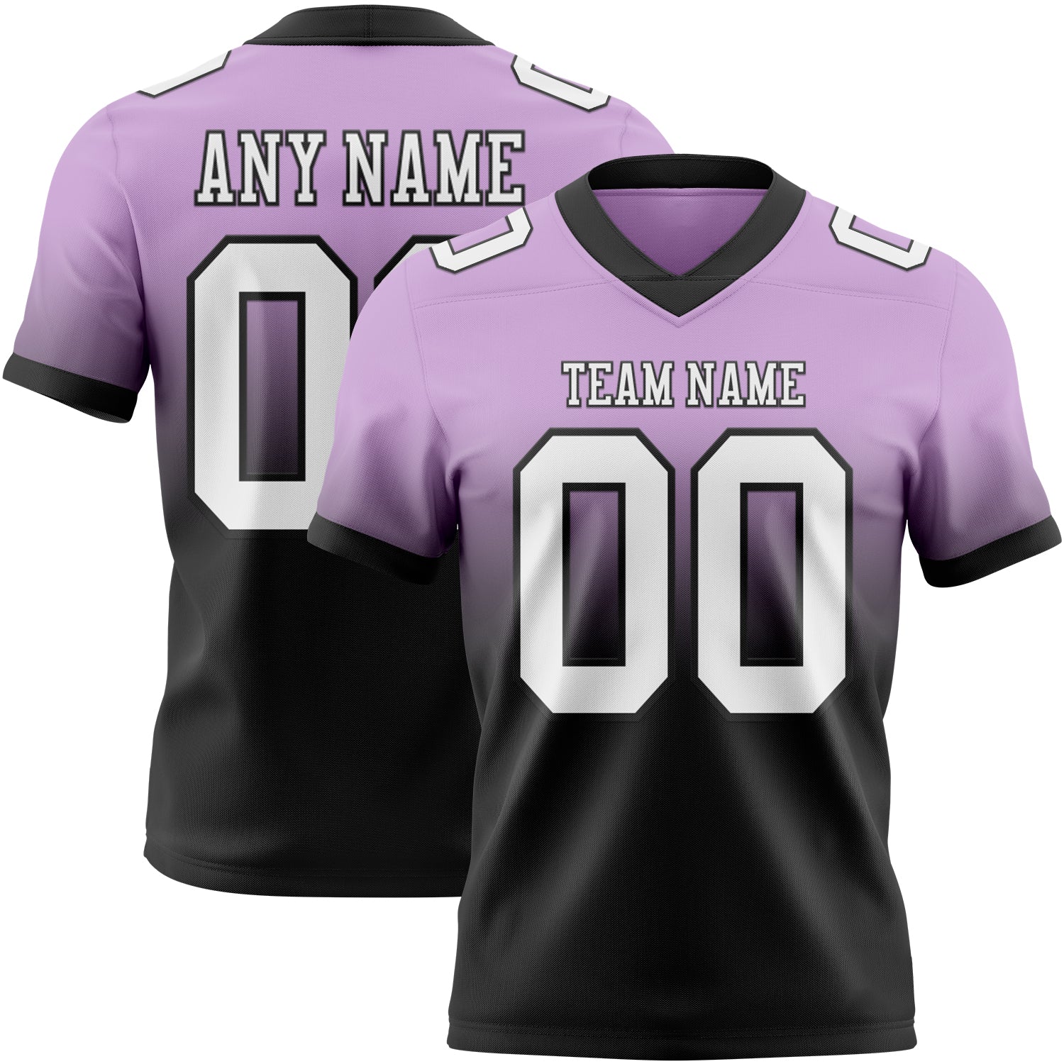 Custom Light Purple White-Black Authentic Fade Fashion Football Jersey - Main View