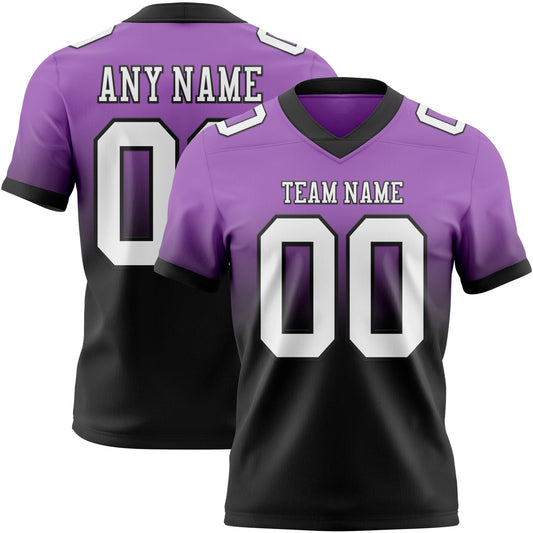 Custom Medium Purple White-Black Authentic Fade Fashion Football Jersey - Main View