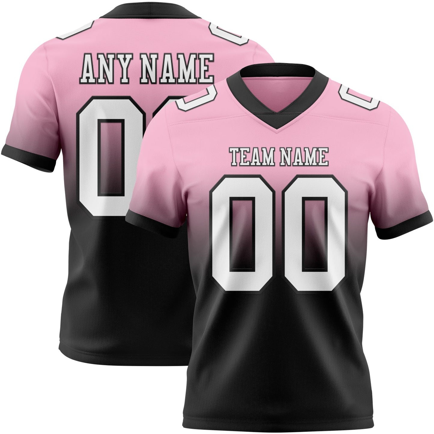 Custom Light Pink White-Black Authentic Fade Fashion Football Jersey - Main View