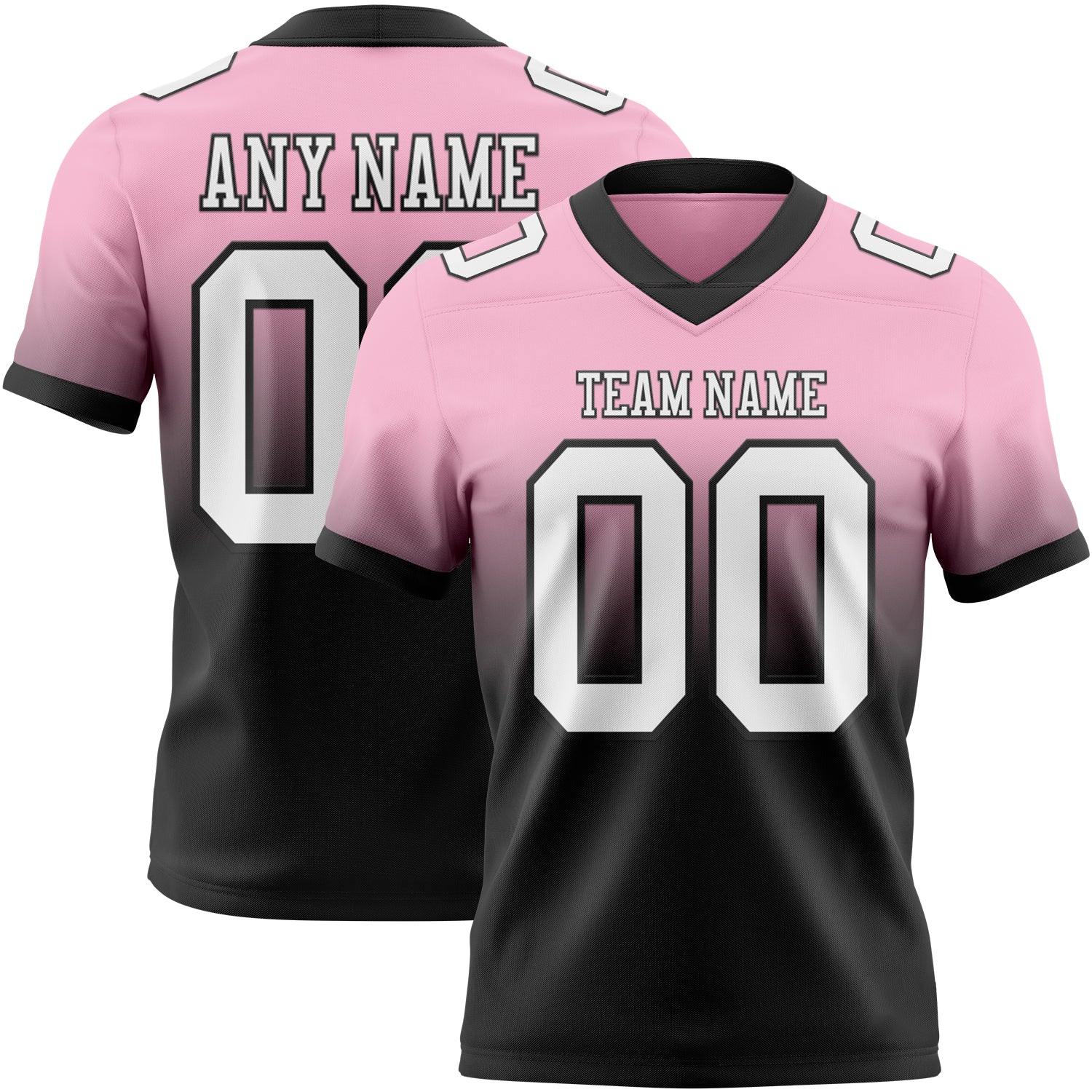 Custom Light Pink White-Black Authentic Fade Fashion Football Jersey - Main View