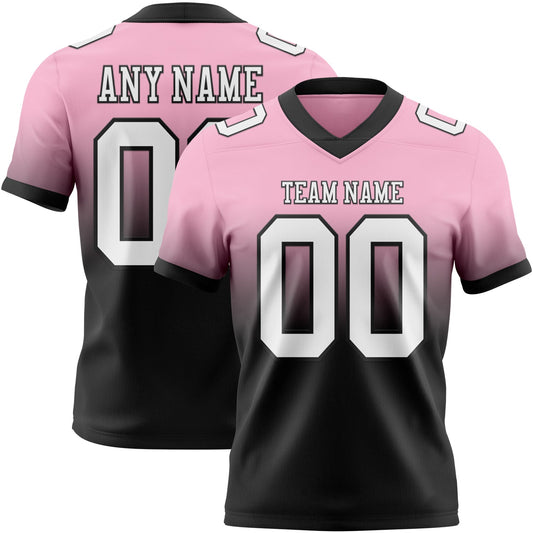 Custom Light Pink White-Black Authentic Fade Fashion Football Jersey - Main View