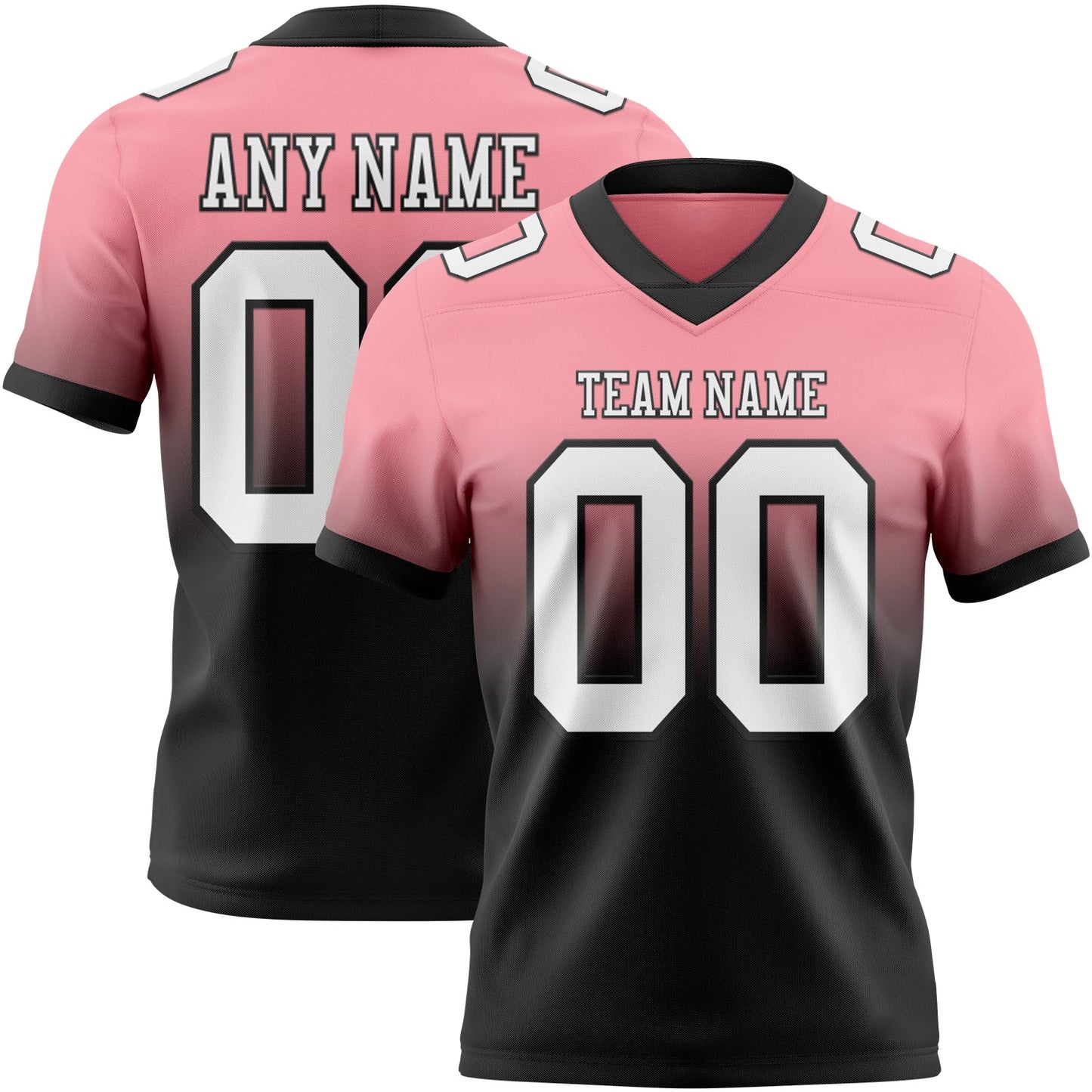 Custom Medium Pink White-Black Authentic Fade Fashion Football Jersey - Main View