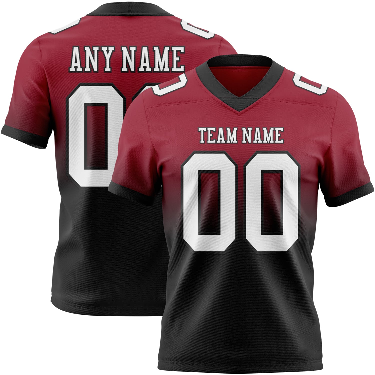 Custom Cardinal White-Black Authentic Fade Fashion Football Jersey - Main View