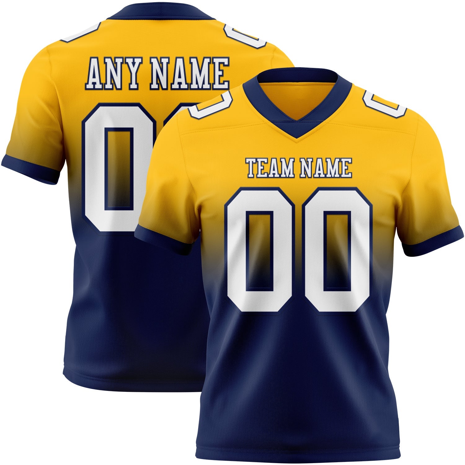 Custom Gold White-Navy Authentic Fade Fashion Football Jersey - Main View
