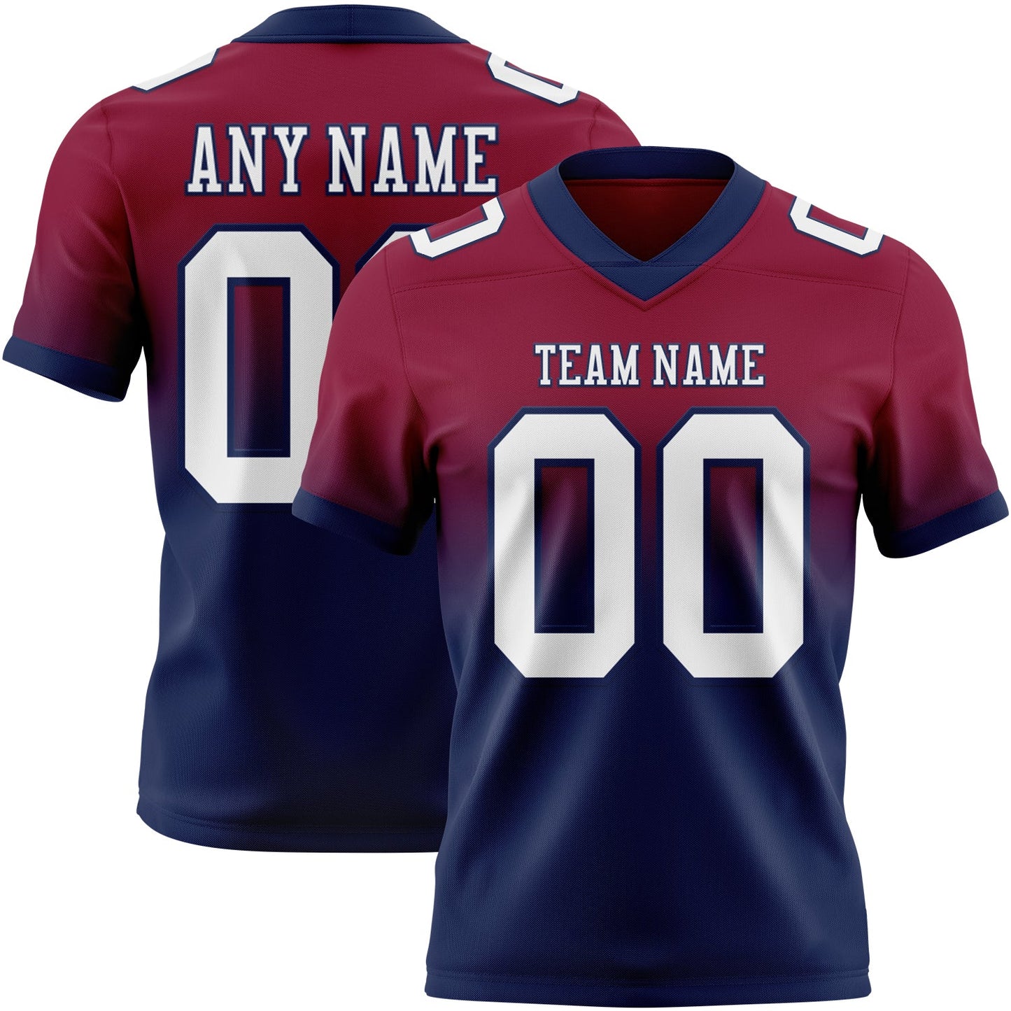 Custom Maroon White-Navy Authentic Fade Fashion Football Jersey - Main View