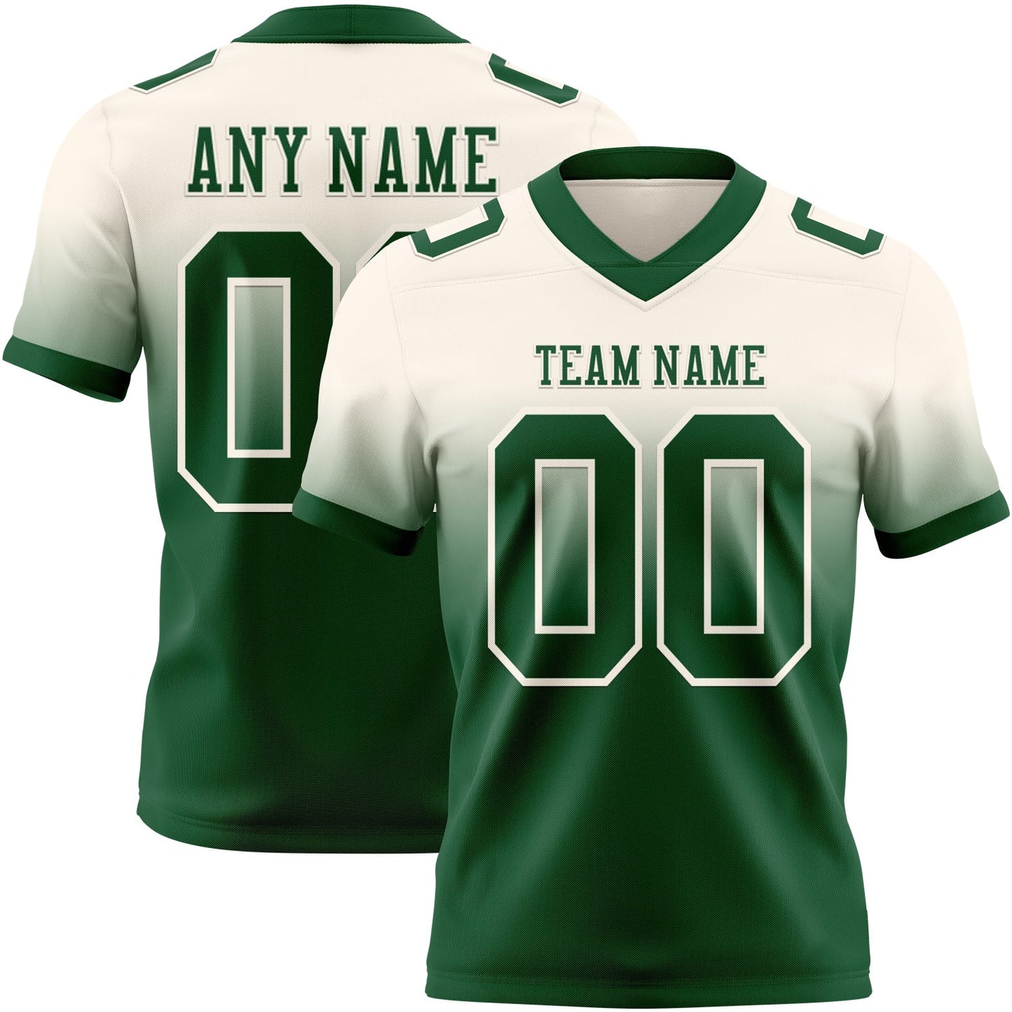 Custom Cream Green Authentic Fade Fashion Football Jersey - Main View
