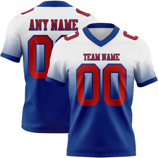 Custom White Red-Royal Authentic Fade Fashion Football Jersey - Main View