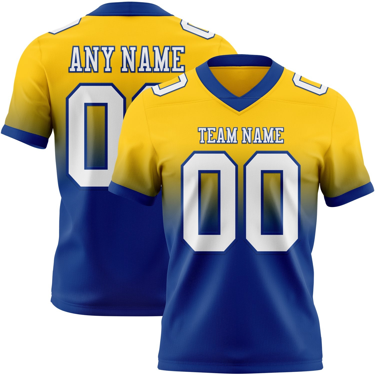 Custom Yellow White-Royal Authentic Fade Fashion Football Jersey - Main View