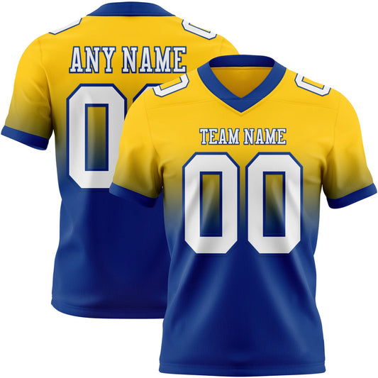 Custom Yellow White-Royal Authentic Fade Fashion Football Jersey - Main View