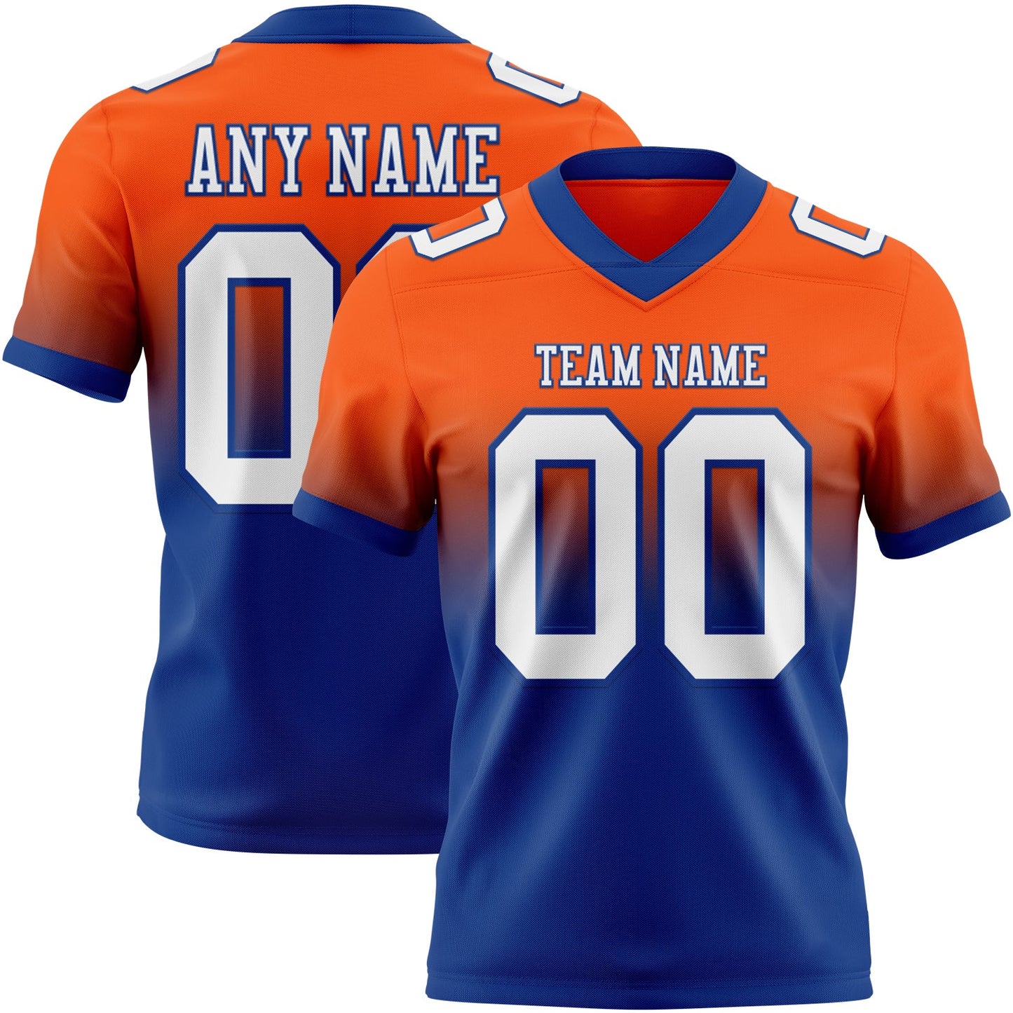 Custom Orange White-Royal Authentic Fade Fashion Football Jersey - Main View