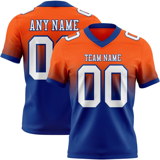 Custom Orange White-Royal Authentic Fade Fashion Football Jersey - Main View