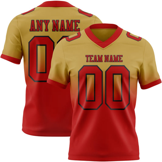 Custom Old Gold White-Black Authentic Fade Fashion Football Jersey - Main View