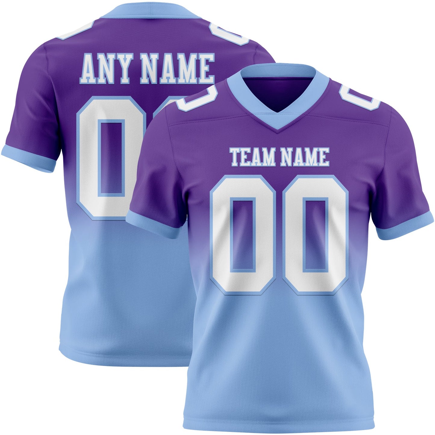 Custom Purple White-Light Blue Authentic Fade Fashion Football Jersey - Main View
