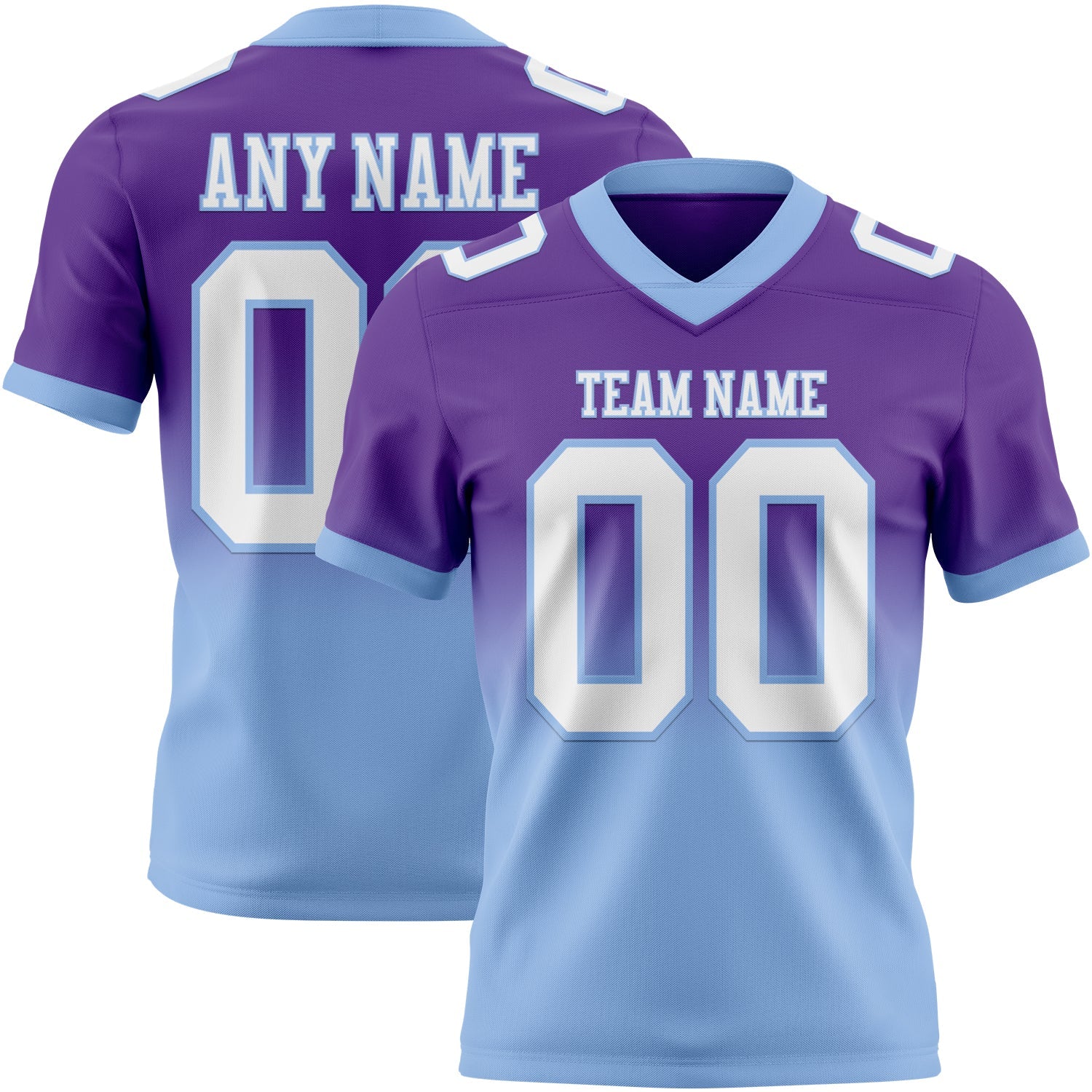 Custom Purple White-Light Blue Authentic Fade Fashion Football Jersey - Main View