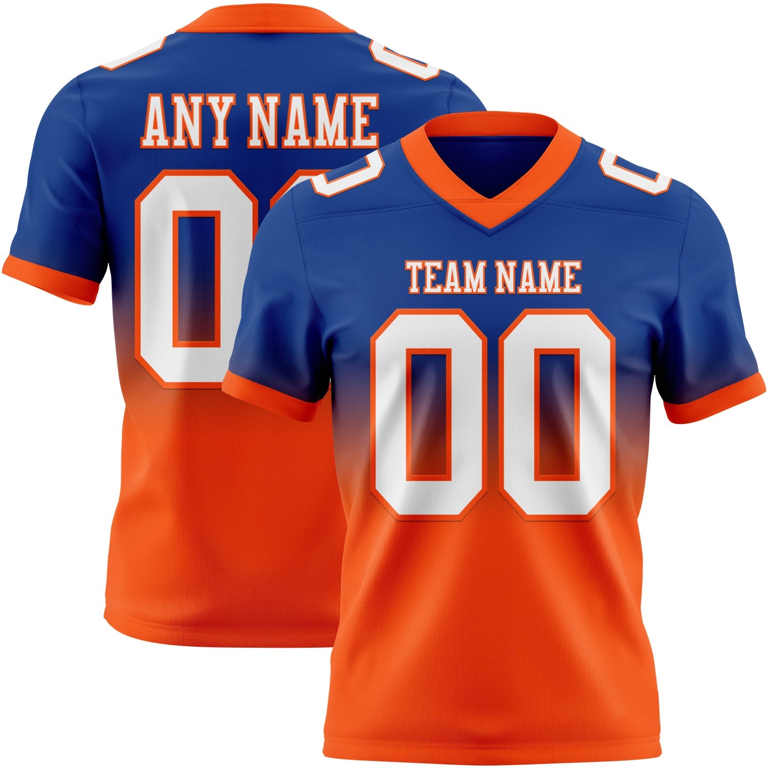 Custom Royal White-Orange Authentic Fade Fashion Football Jersey - Main View