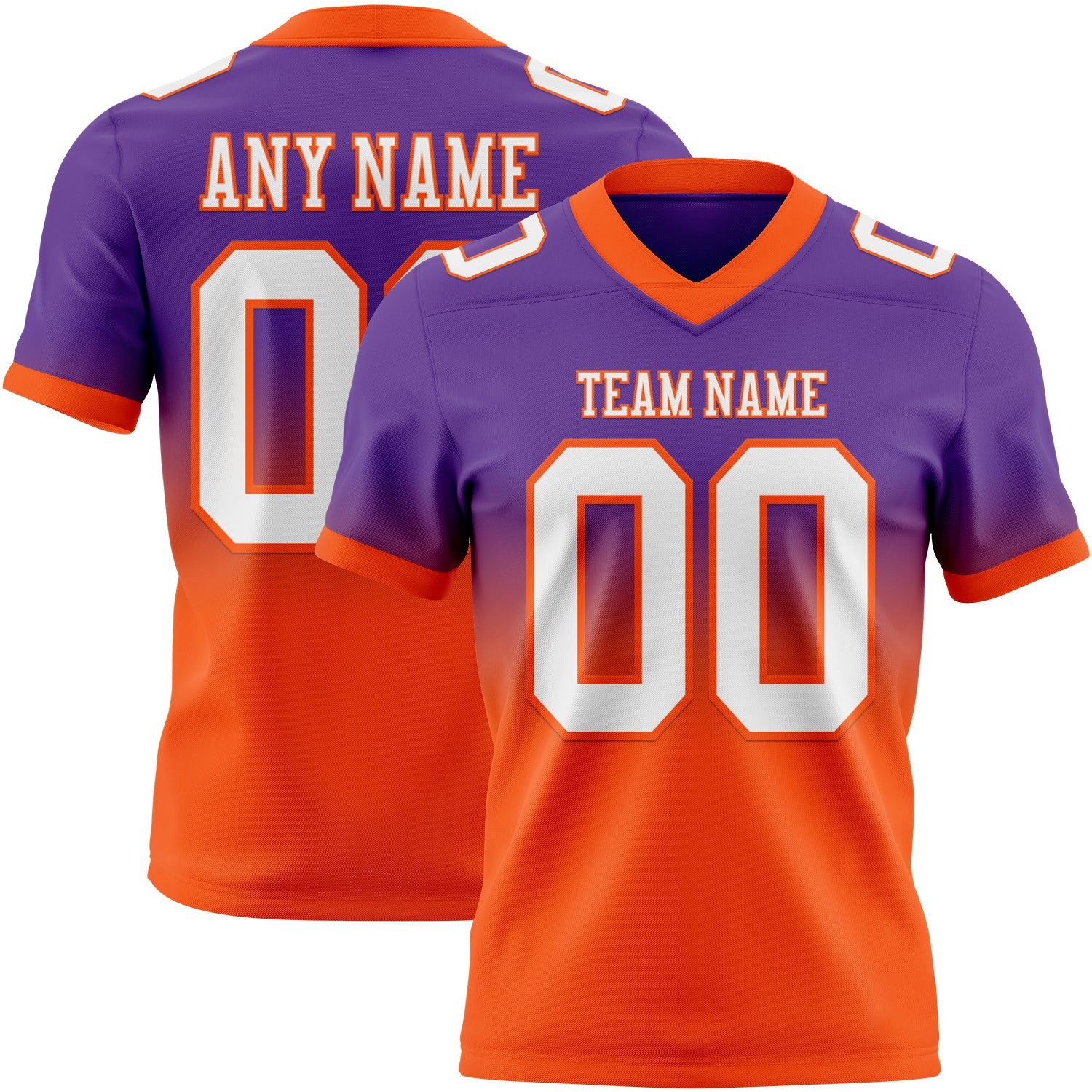 Custom Purple White-Orange Authentic Fade Fashion Football Jersey - Main View