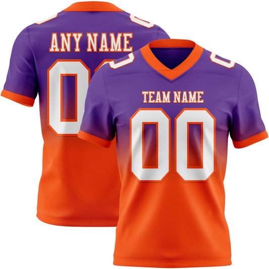 Custom Purple White-Orange Authentic Fade Fashion Football Jersey - Main View
